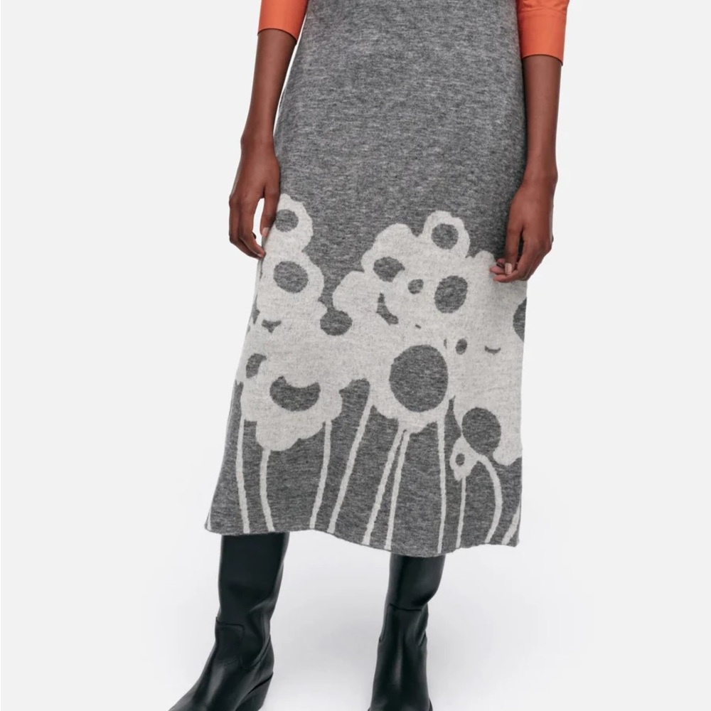 Marimekko Pieli Lammet Gray Midi Pencil Skirt NWT